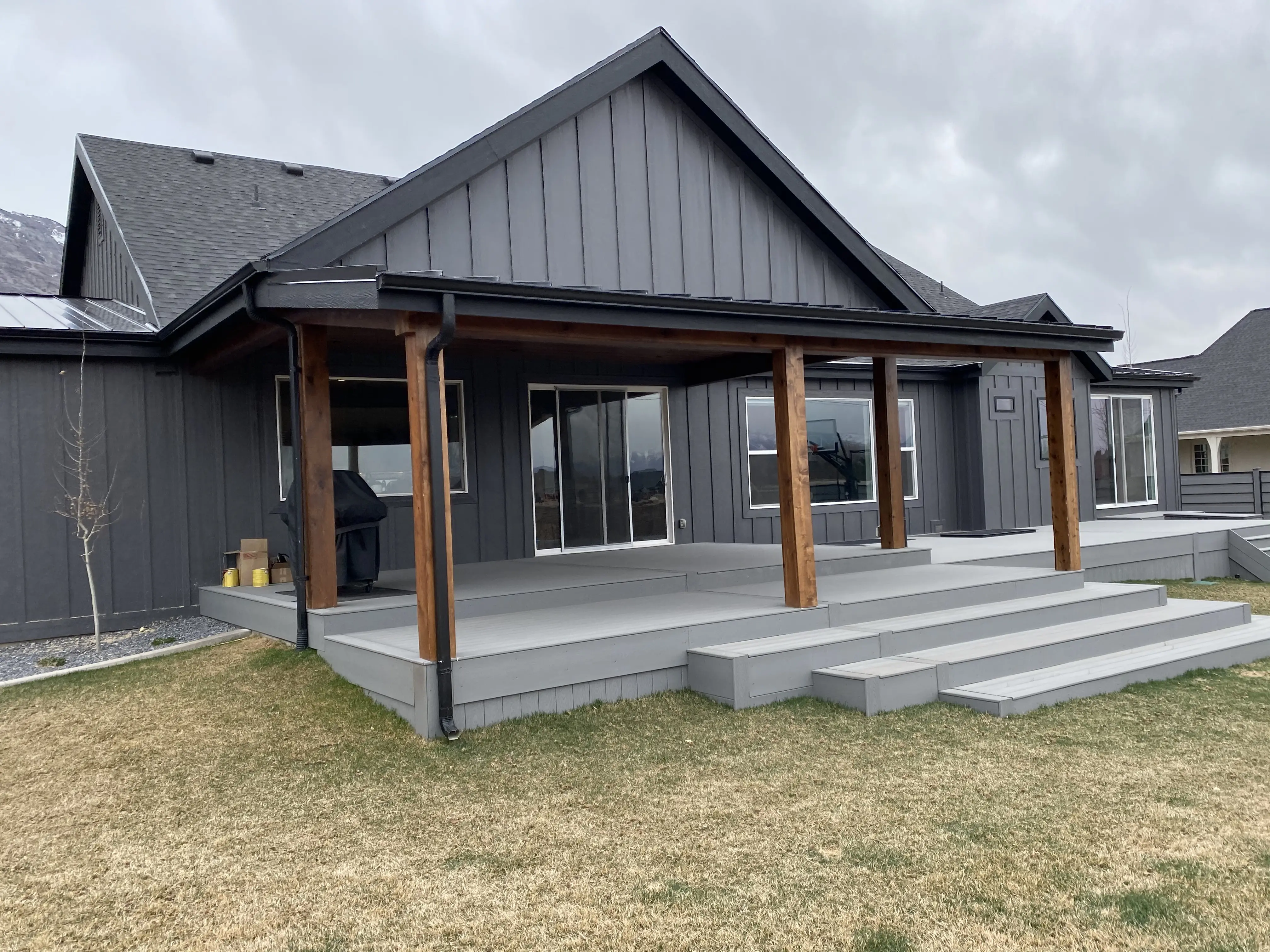 Custom Shed Roof 3 Transform an outdoor space with custom outdoor deck roofing! We specialize in providing a seamless blend between the house and new structure.