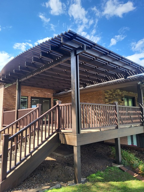 raised deck with pergola